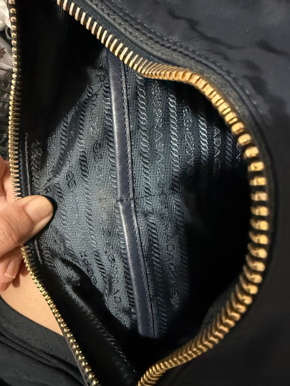 Prada Navy Nylon Crossbody with Gold Logo Hardware - Picture 11 of 16